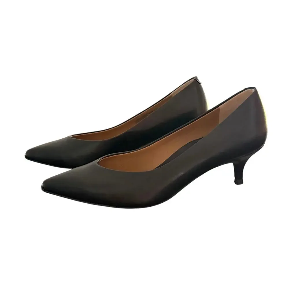 VIONIC Josie Pointed Tor Kitten Heels Black Leather Size 7.5 Office Career NEW